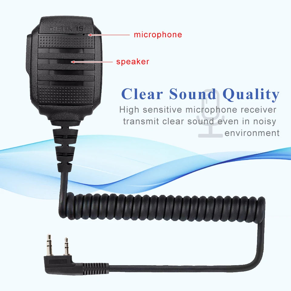 RETEVIS HK006 IP54 Waterproof Microphone Walkie Talkie Mic Shoulder Speaker PTT for Kenwood Baofeng UV-5R Quansheng UV K5 UV K6