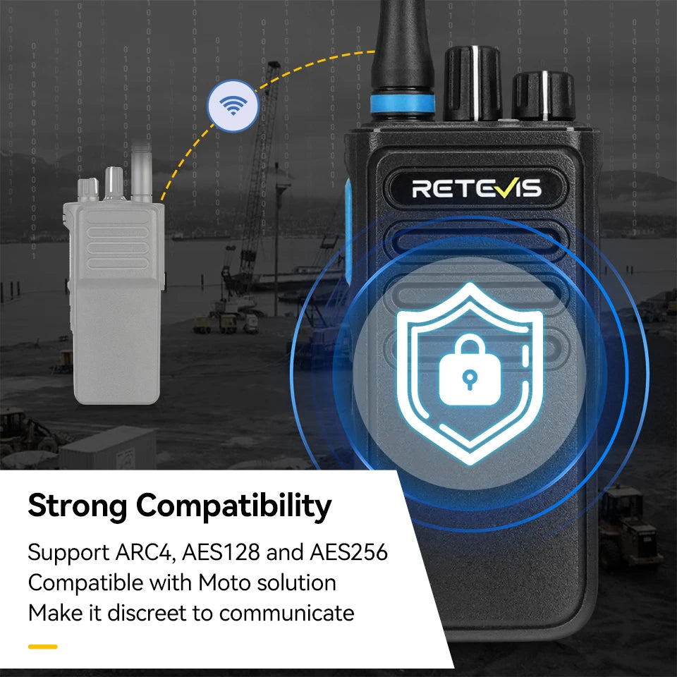 Retevis P1 DMR Digital Walkie Talkie Superheterodyne Receiver High Power UHF Two Way Radio AES256 Long Range Radio Type-C Charge