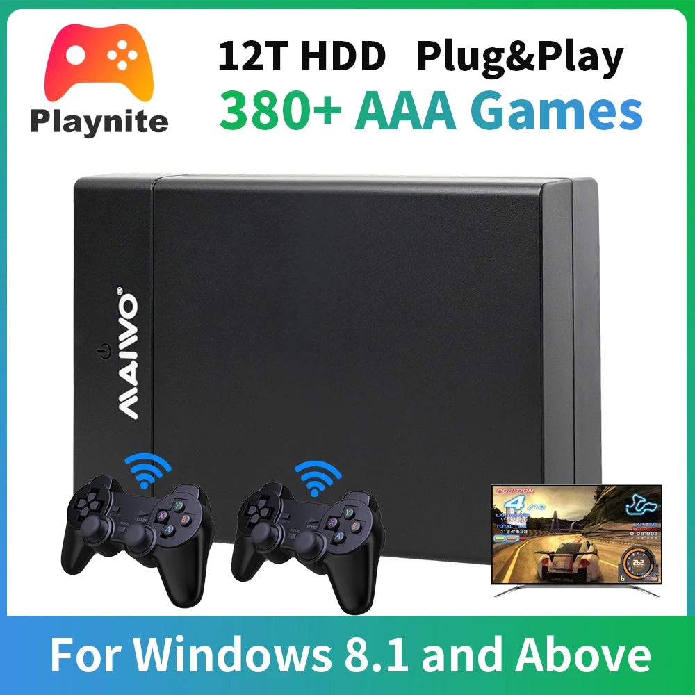 PC Game Console AAA Gaming External Hard Drive 12TB Built in 390 Large Games Playnite System HDD For WIN PC/Laptop Plug and Play