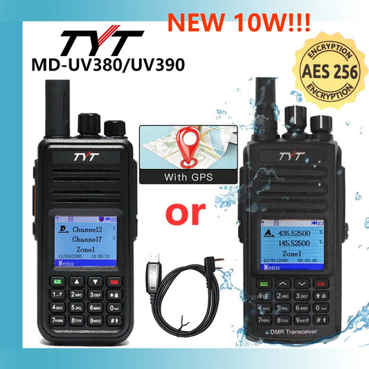 TYT NEW AES256 Encryption MD-UV380/390  Digital Walkie Talkie VHF UHF Dual Band Waterproof Radio GPS Ham Radio DMR Walkie Talkie