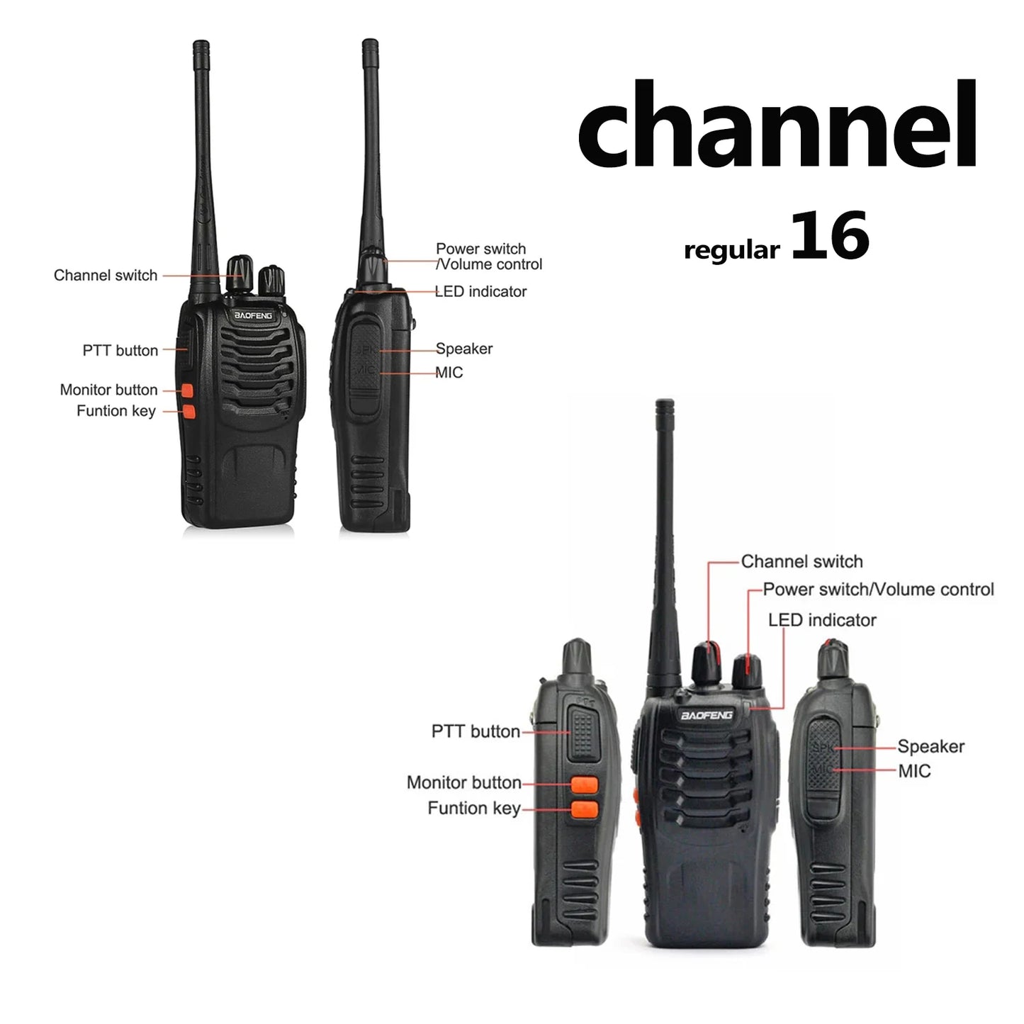 wholesale walkie talkie 6pcs BF 888s UHF 400-470MHz long range two way radios baofeng 16 channels USB charging with earpiece