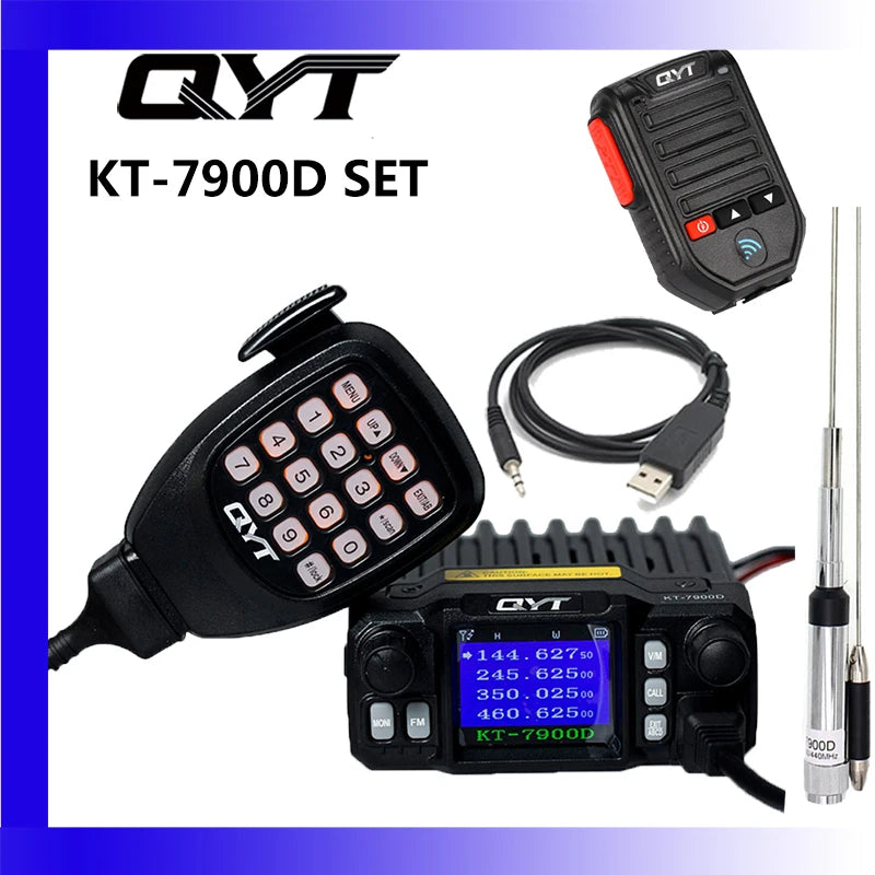 QYT KT-7900D 25W Quad Band Latest Version Mini Mobile Radio 136-174/220-260/350-390/400-480MHz kt 7900D Walkie Talkie 10 KM