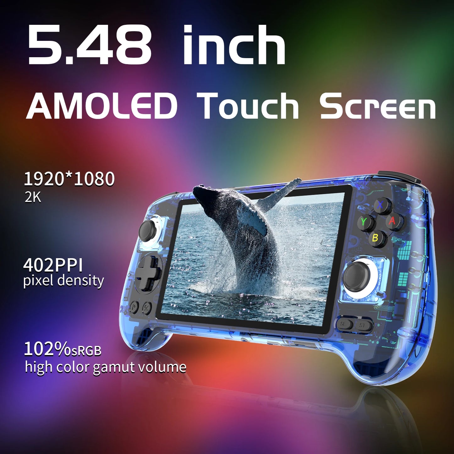 ANBERNIC RG556 Retro Handheld Game Console 64bit Android 13 System Unisoc T820 5.48-inch AMOLED Screen Hall Joystick Game Player