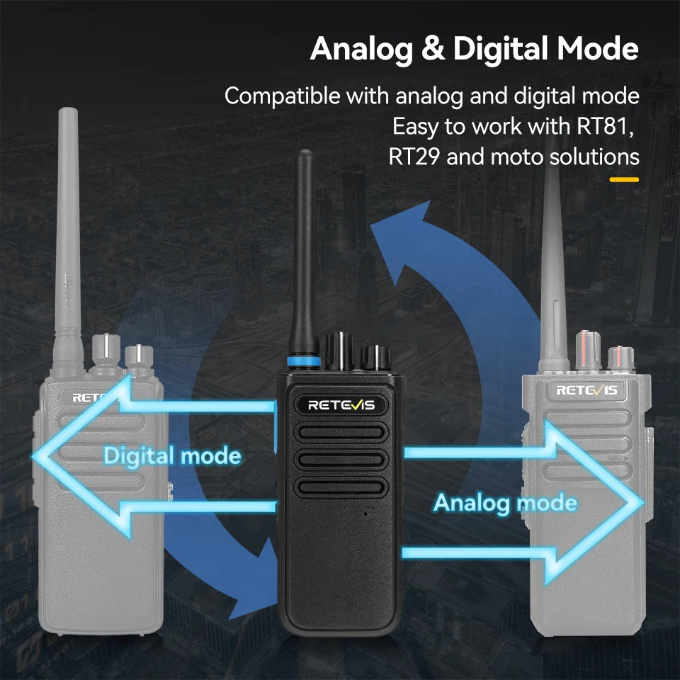 Retevis P1 DMR Digital Walkie Talkie Superheterodyne Receiver High Power UHF Two Way Radio AES256 Long Range Radio Type-C Charge