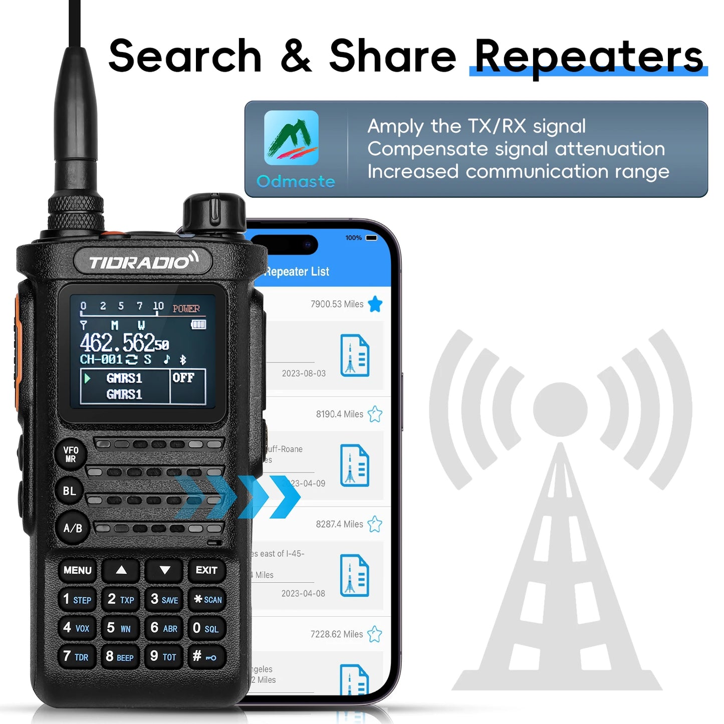 2nd Gen TIDRADIO TD H8 10W Profession Walkie Talkie Long Range  Emergency Radio Portable Two Way Radio Receiver Search Repeaters