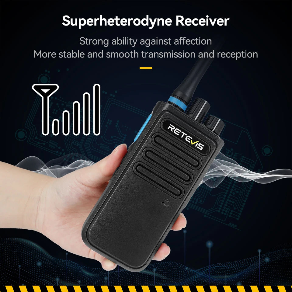 Retevis P1 DMR Digital Walkie Talkie Superheterodyne Receiver High Power UHF Two Way Radio AES256 Long Range Radio Type-C Charge