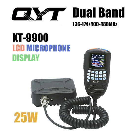 QYT KT-9900 Dual Band Mobile Radio 25W Amateur Mini Two Way Radio LCD Display Microphone Transceiver