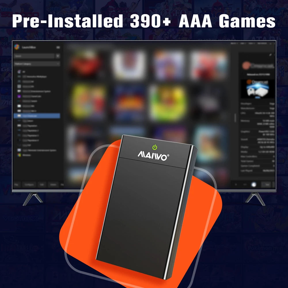 AAA Large Game Consoles 12TB HDD With 400 AAA PC Games Playnite System Extrenal Hard Drive Plug&Play For Windows PC/Laptop