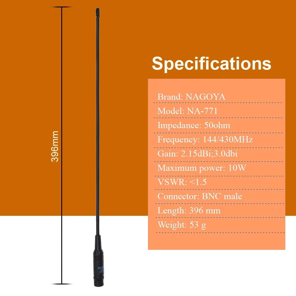 100% Original Nagoya NA-771 BNC Antenna 144/430Mhz Walkie Talkie Antenna For IC-V8 IC-V82 IC-V85 TK308 Two Way Radio