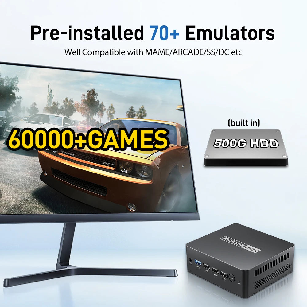 KINHANK Super Console MP100 8GB DDR5 Windows11 Video Game Console 60000+ games 70+Emulators, for SS/WII/GC/MAME/PS3/PS2/Arcade