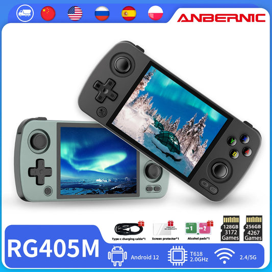 ANBERNIC RG405M Handheld Game Console Android 12 Unisoc T618 4Inch IPS Touch Screen Game Player Support OTA Update Hall Joystick