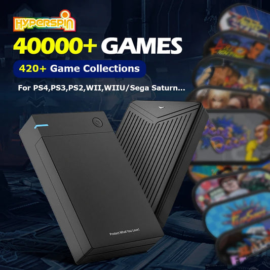 Hyperspin HDD WIth 40000 Retro Game For PS4/PS3/PS2/Wii/Wiiu/SS/PSP/N64 External Portable Game Hard Drive Disk for Win PC/Laptop